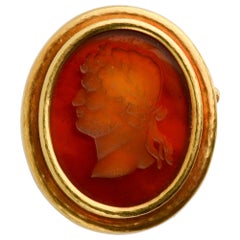 Elizabeth Locke Gold Brooch with Man in Profile