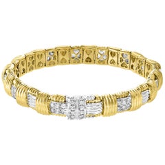 Roberto Coin Appassionata Three-Row Diamond Bracelet in 18 Karat Yellow Gold