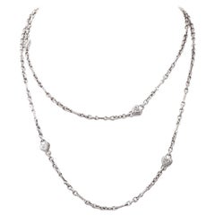 Judith Ripka Diamond Heart Long 18 Karat Gold Chain Link Necklace