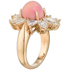 GIA Certified Natural Conch Pearl Diamond Rose Gold Ring