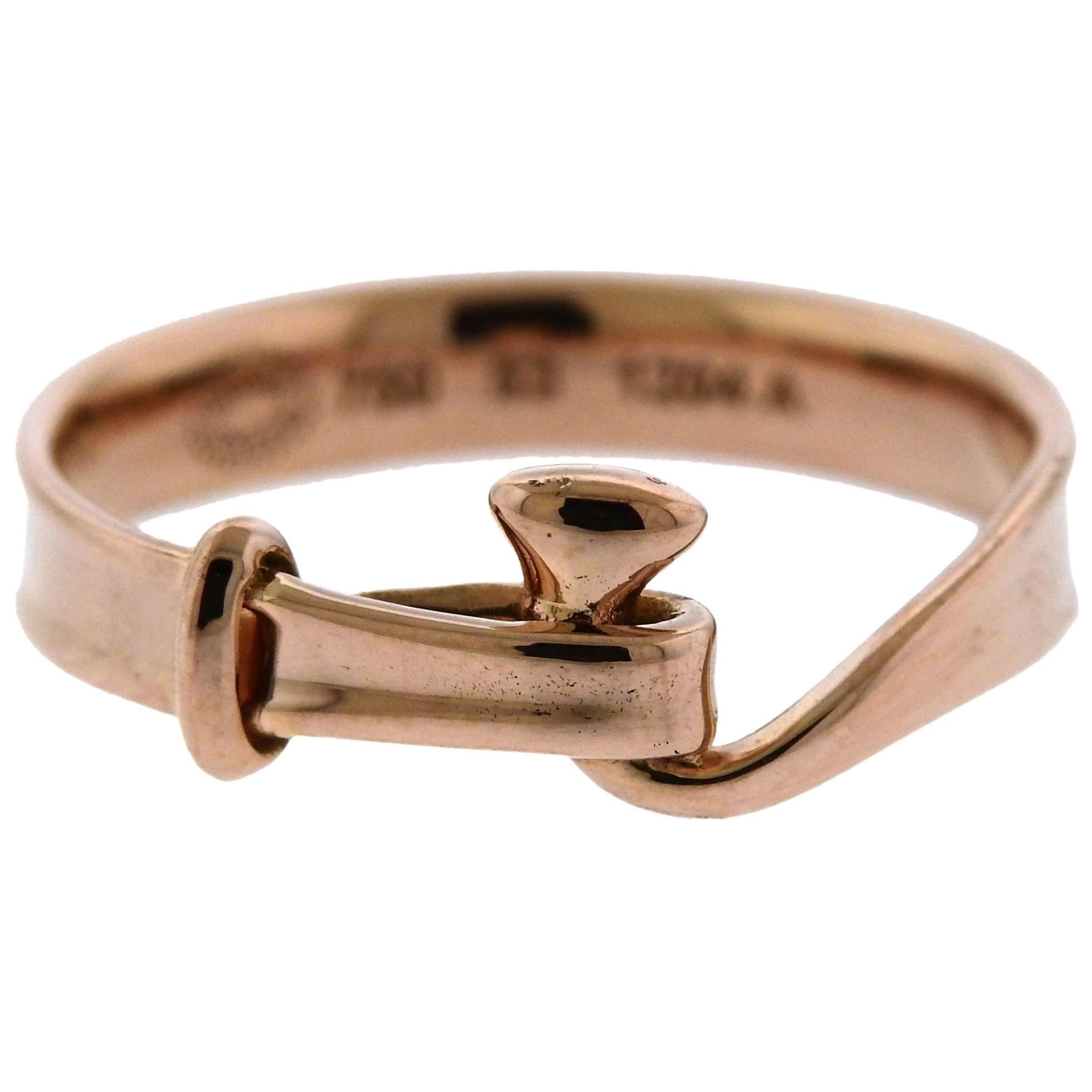 Georg Jensen Torun Rose Gold Hook Ring For Sale