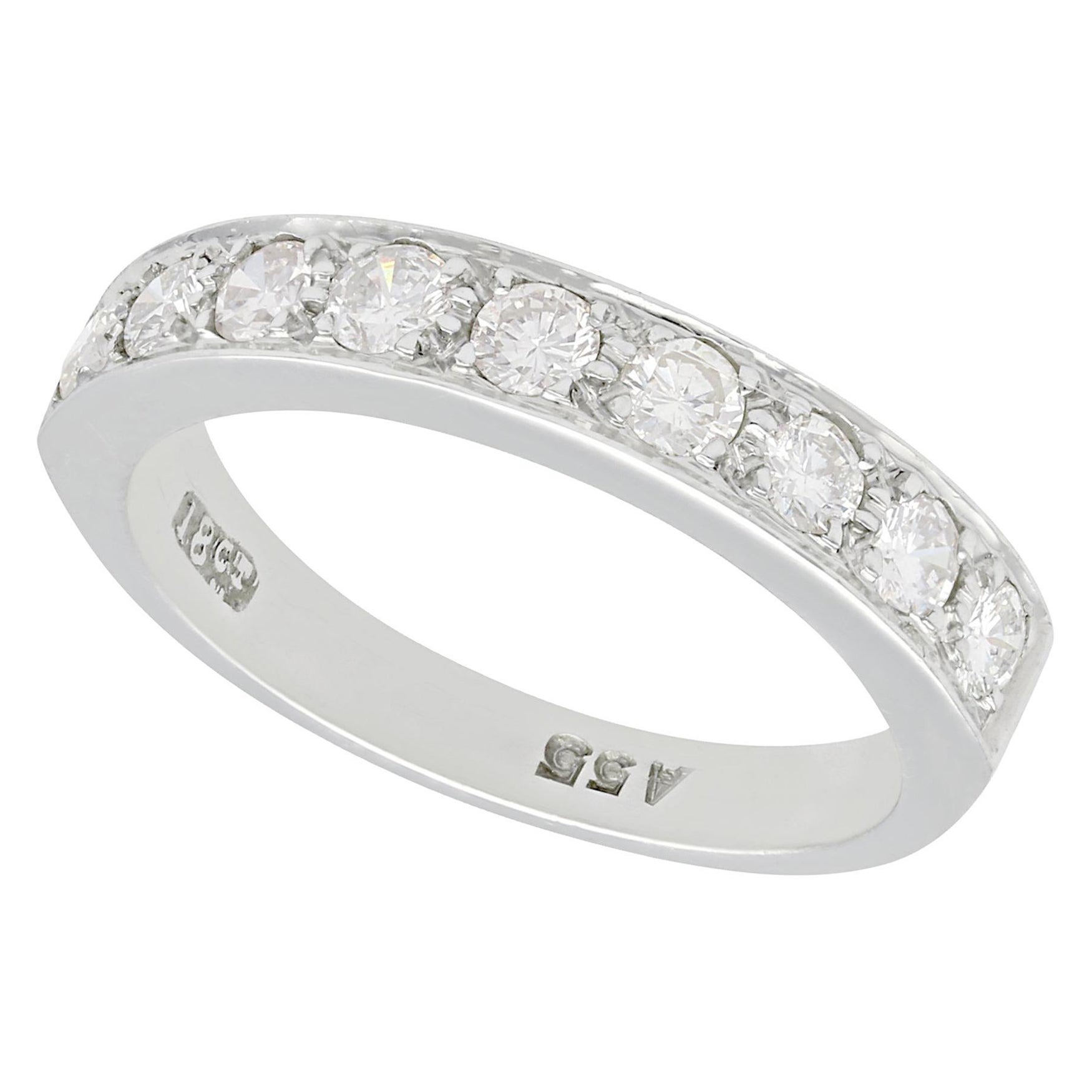 Vintage 1970s Diamond and White Gold Half Eternity Ring For Sale at