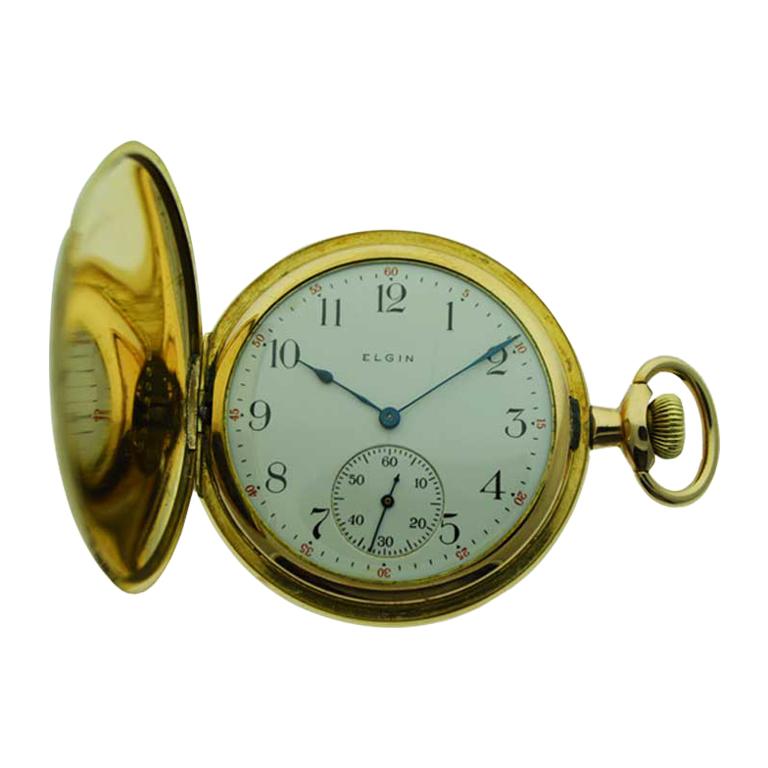 Elgin Yellow Gold Filled Hunters Case Pocket Watch, circa 1911 at