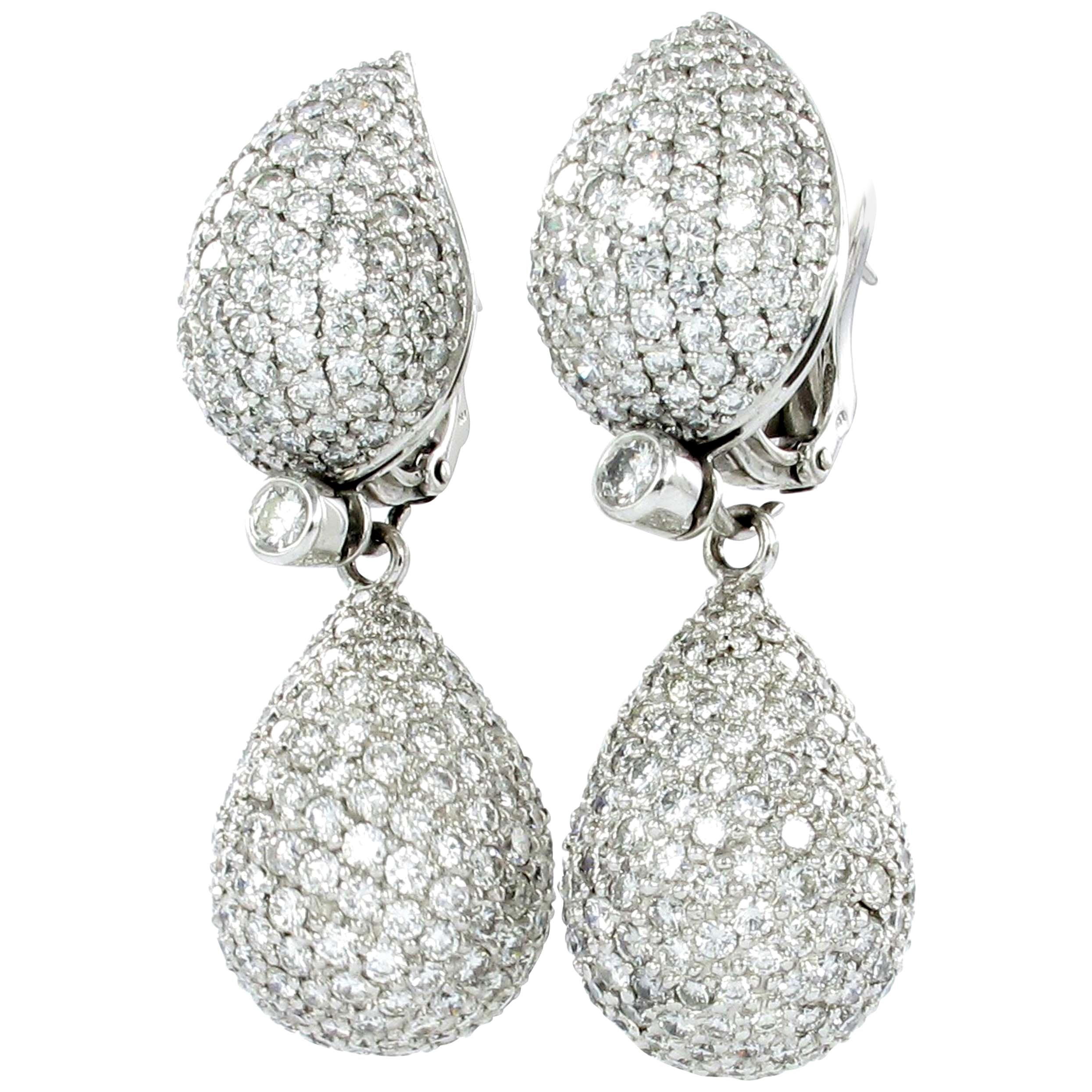 Elegant Pair of White Gold Diamond "Day and Night" Drop Earrings