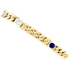 Antique 1.30 Carat Sapphire and 1.02 Carat Diamond Yellow Gold Bracelet