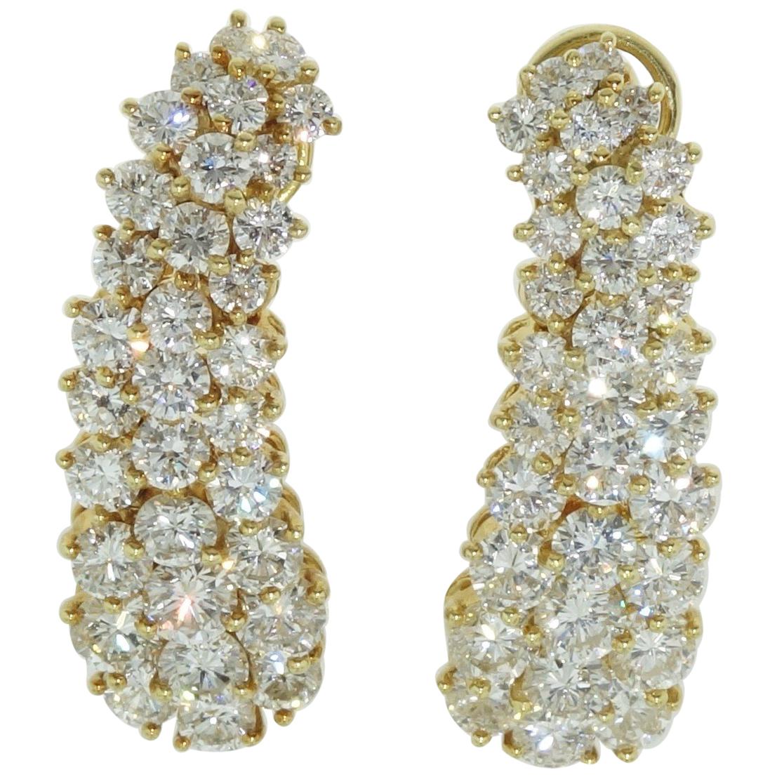 Kurt Wayne Oval Emerald Diamond Gold Omega Clip/Post Back Earrings at ...