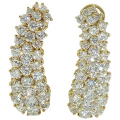 Kurt Wayne Boucles d'oreilles vintage en or 18 carats avec diamants de 7 carats, ancienne propriété de joaillerie fine