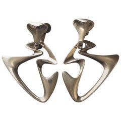 Retro Georg Jensen "Amoeba" Dangle Earrings by Henning Koppel, No. 125