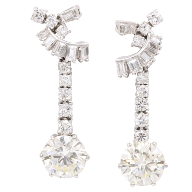 GIA Certified Diamond Drop Earrings 8.80 Carat For Sale at 1stDibs