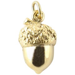 14 Karat Yellow Gold Acorn Charm