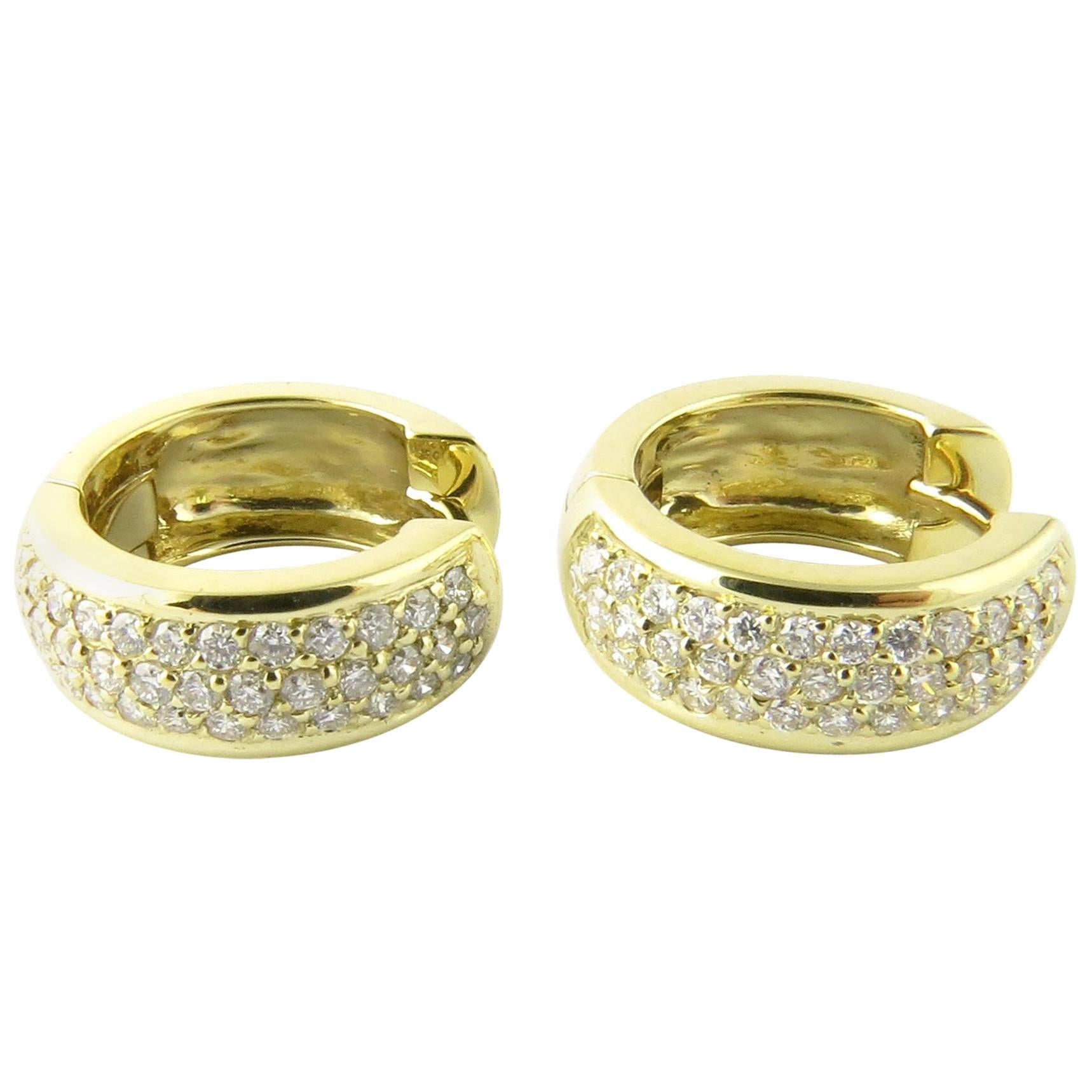 18 Karat Yellow Gold and Diamond Huggie Earrings