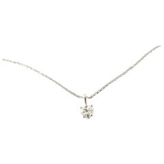 14 Karat White Gold Heart Diamond Pendant Necklace