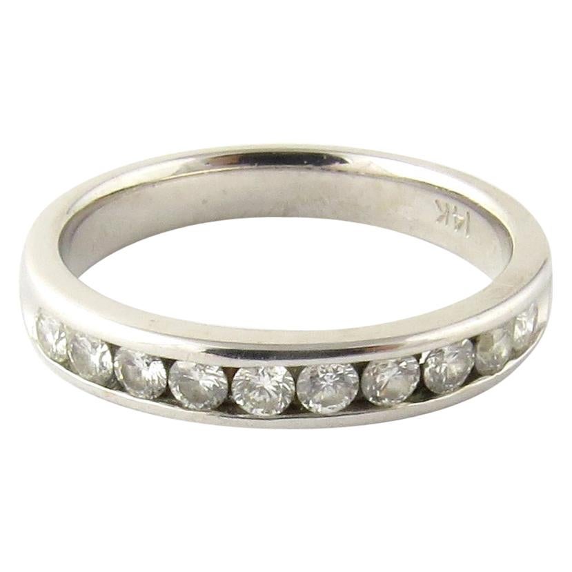 14 Karat White Gold Diamond Wedding Band For Sale