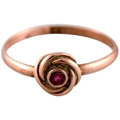 Danish 14 Karat Art Deco Gold Ring with Purple Stone