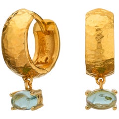 Maviada
s 18 Karat Yellow Gold Vermeil Bastia Mini Aqua Blue Modern Hoop Earring