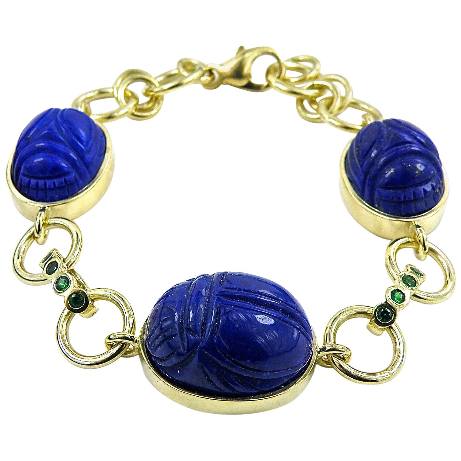 18 Karat Gold Sapphire and Lapis Lazuli Bracelet