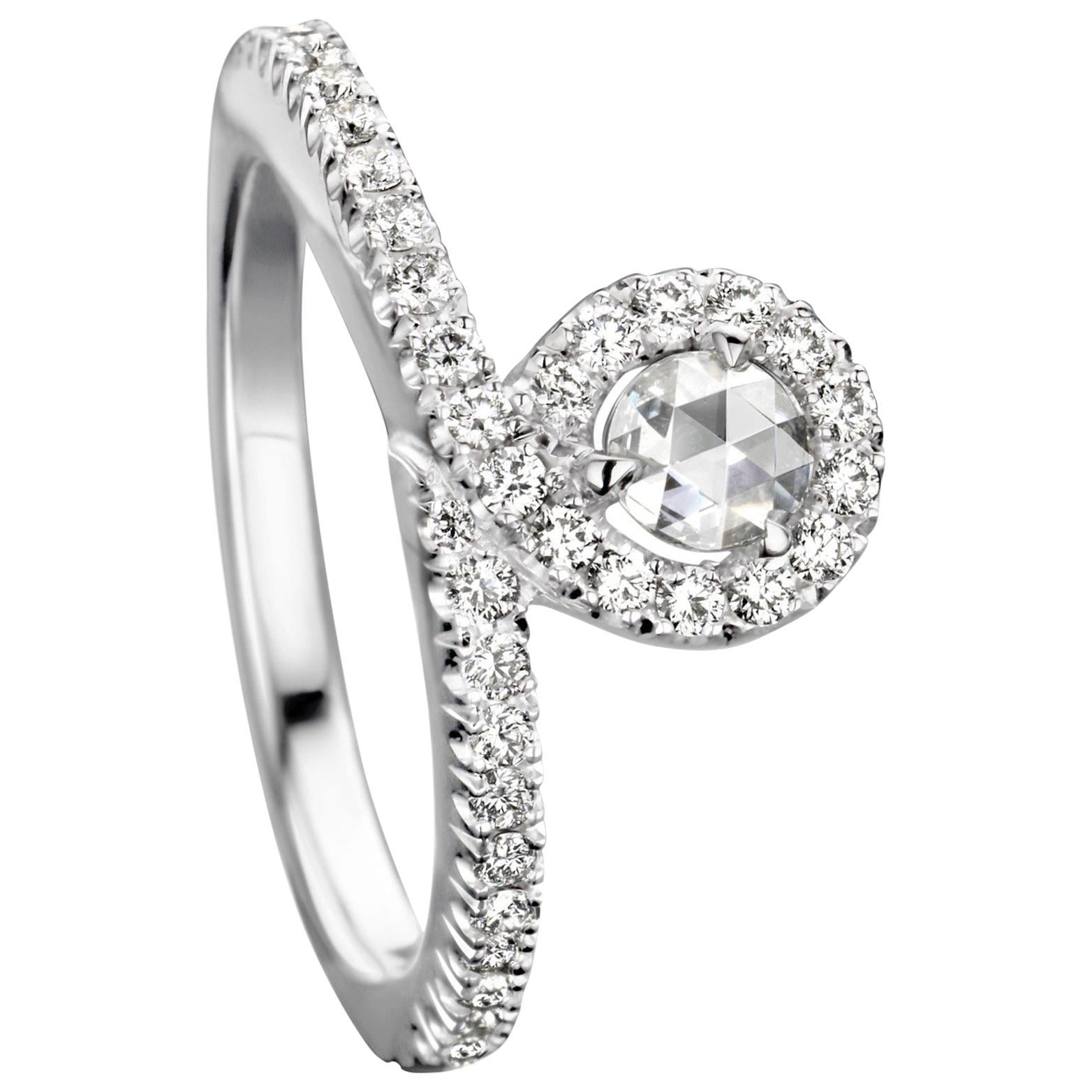 Joke Quick 18K White Gold Brilliant- and Rose-cut Diamond Engagement ring