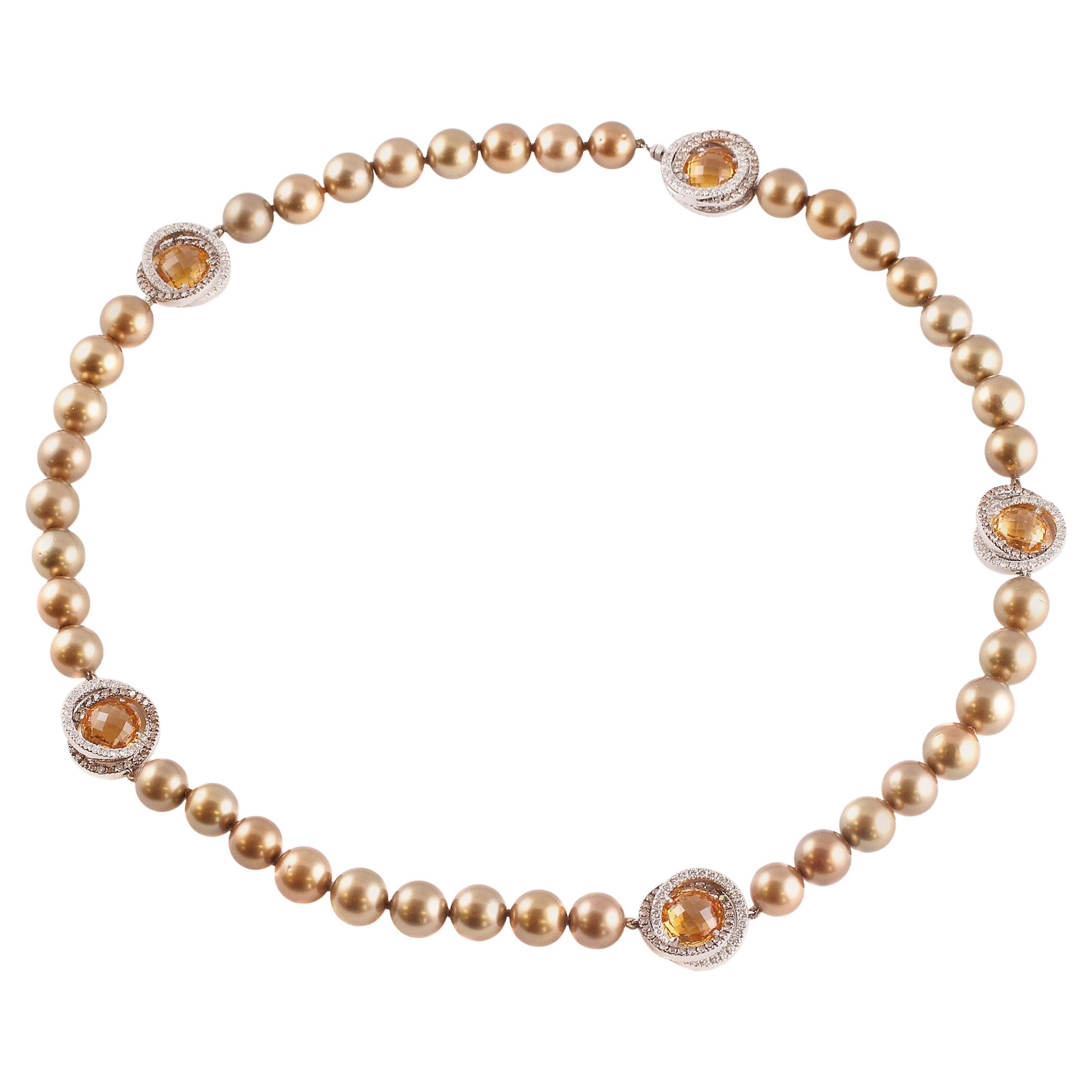 Margot McKinney "Chocolate" Pearl Diamond Citrine Necklace