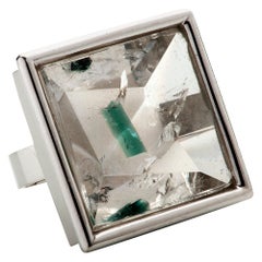 White Gold Munsteiner Cut Quartz Tourmaline Cocktail Ring