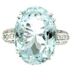 Vintage 5 carats Aquamarine Diamond Gold Ring