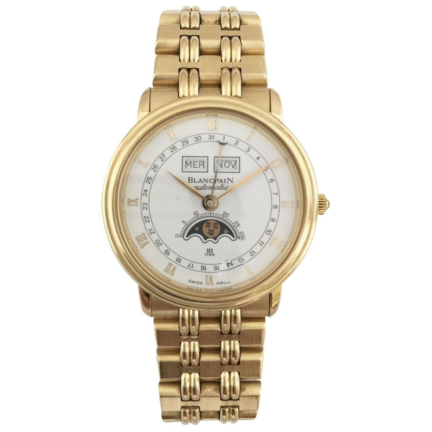 Blancpain Watch, Villeret Collection on a Gold Bracelet.