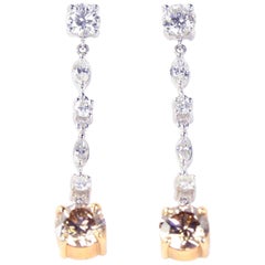 Estate Diamond Drop Gold Heirloom Quality Drop Earrings