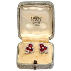 Ruby and Diamond 18 Karat White Gold Earrings