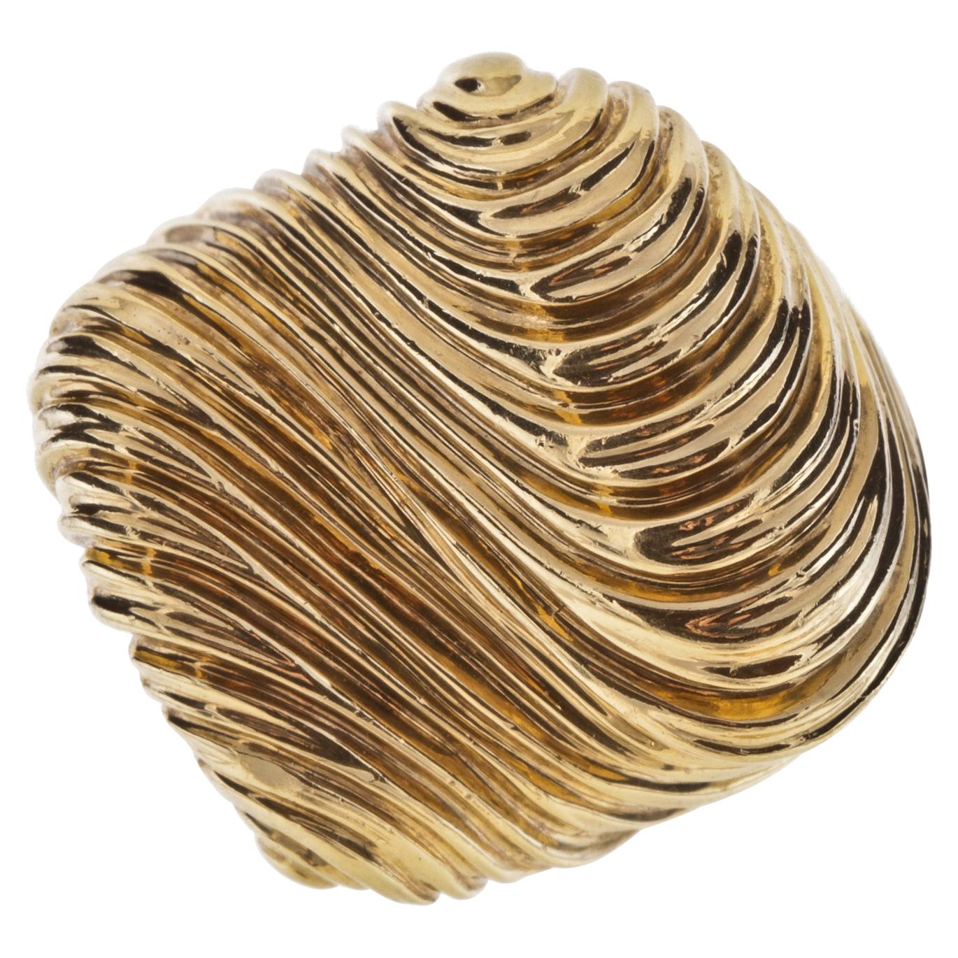 Henry Dunay Ribbed Dome 18K Gold Ring