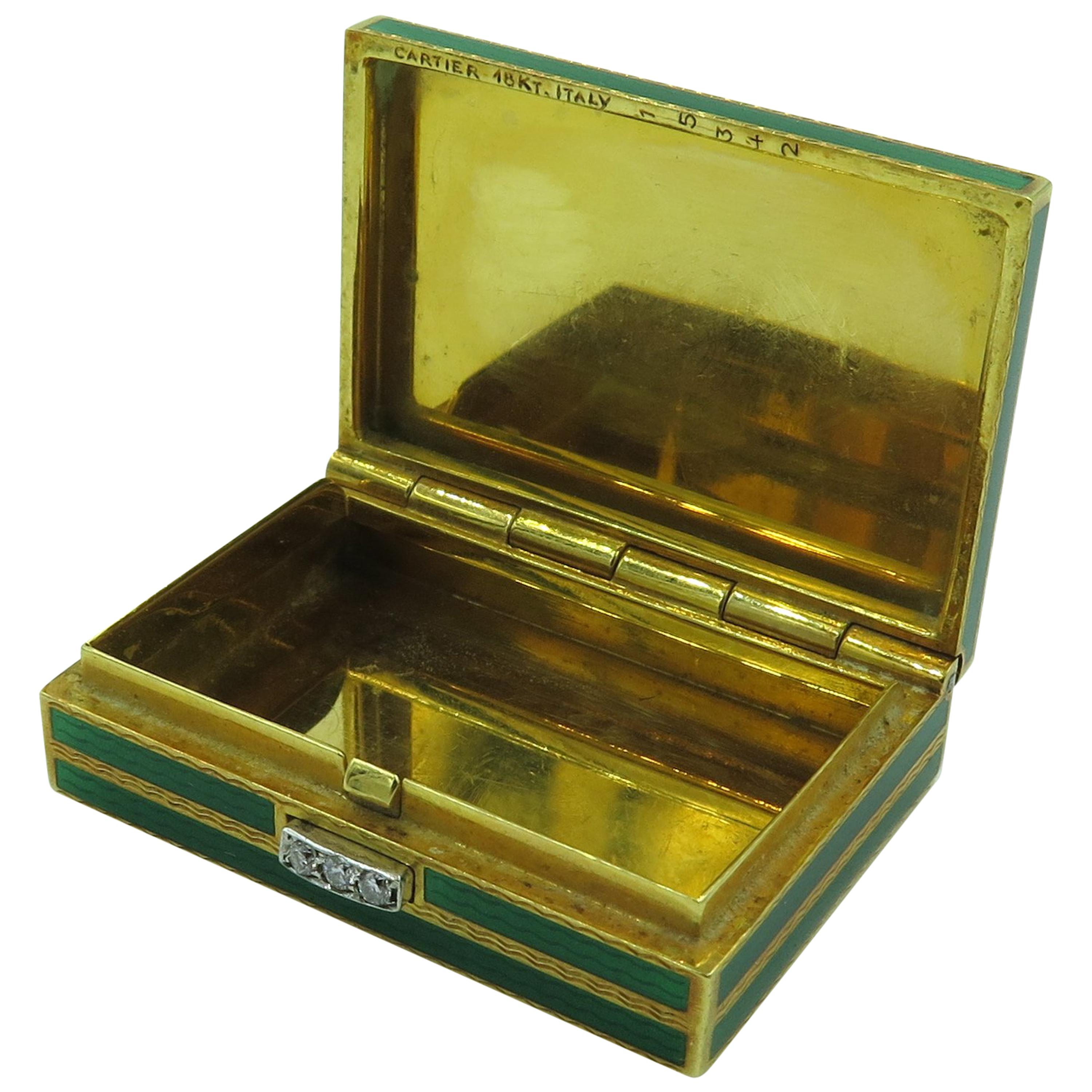 Cartier Enamel, Diamond and Gold Box