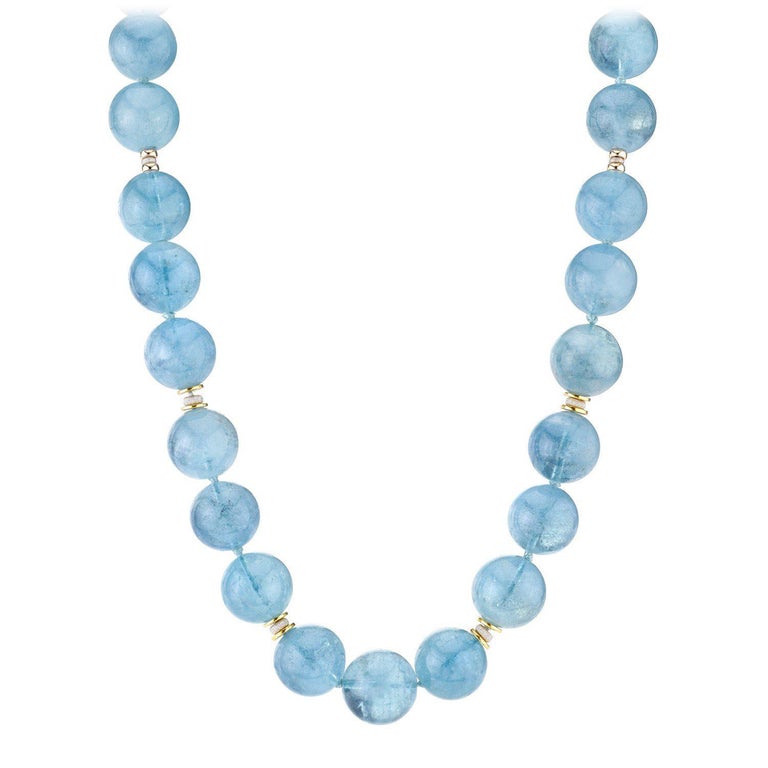 Aquamarine Beaded Necklace at 1stDibs | aquamarine bead necklace
