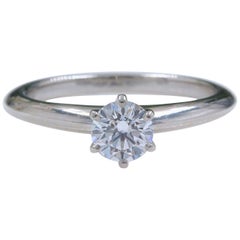 Tiffany & Co. Platinum Diamond Engagement Ring Round 0.47 Carat D VS2