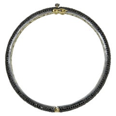 Manjrie Black Diamond 18k Gold handcrafted Victorian Bangle Bracelet