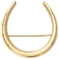 1950s Large Yellow Gold Horseshoe Brooch by Tiffany & Co.