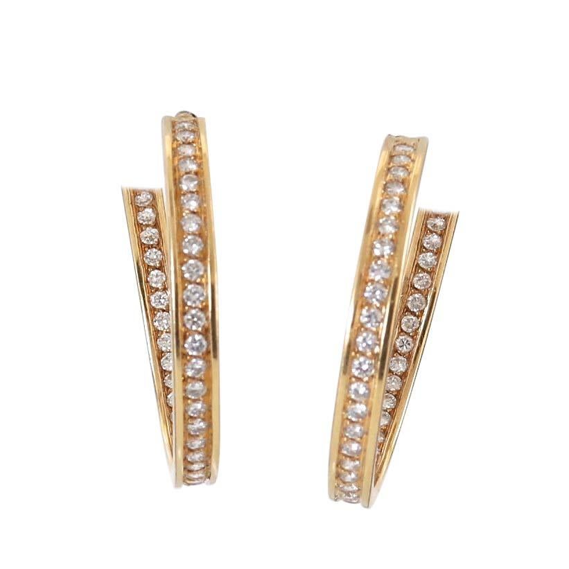 Cartier Diamond Gold Inside Out Hoop Earrings