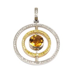 Colgante Bicolor de Citrino y Diamante de 0,59 Quilates en Oro de 18 Kilates