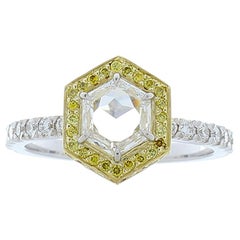 1.01 Carat Fancy Cut Diamond and Fancy Yellow Diamond Two-Tone Cocktail Ring