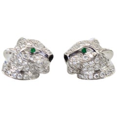 Cartier Diamond Stud Panthere Earrings 18 Karat