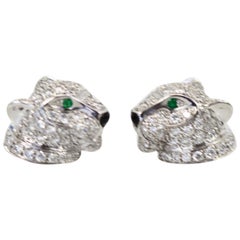 Cartier Diamond Stud Panthere Earrings 18 Karat