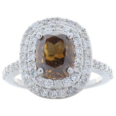 GIA Certified 2.11 Carat Cushion Cut Brown Diamond Cocktail Ring in White Gold