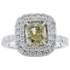 GIA Certified 1.53 Carat Radiant Cut Fancy Brownish Yellow Diamond Cocktail Ring