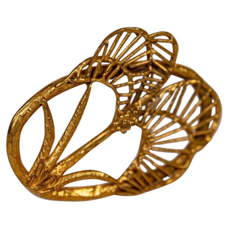 Gold-Plated Bronze "Palm" Brooch by Franck Evennou, France, 2018