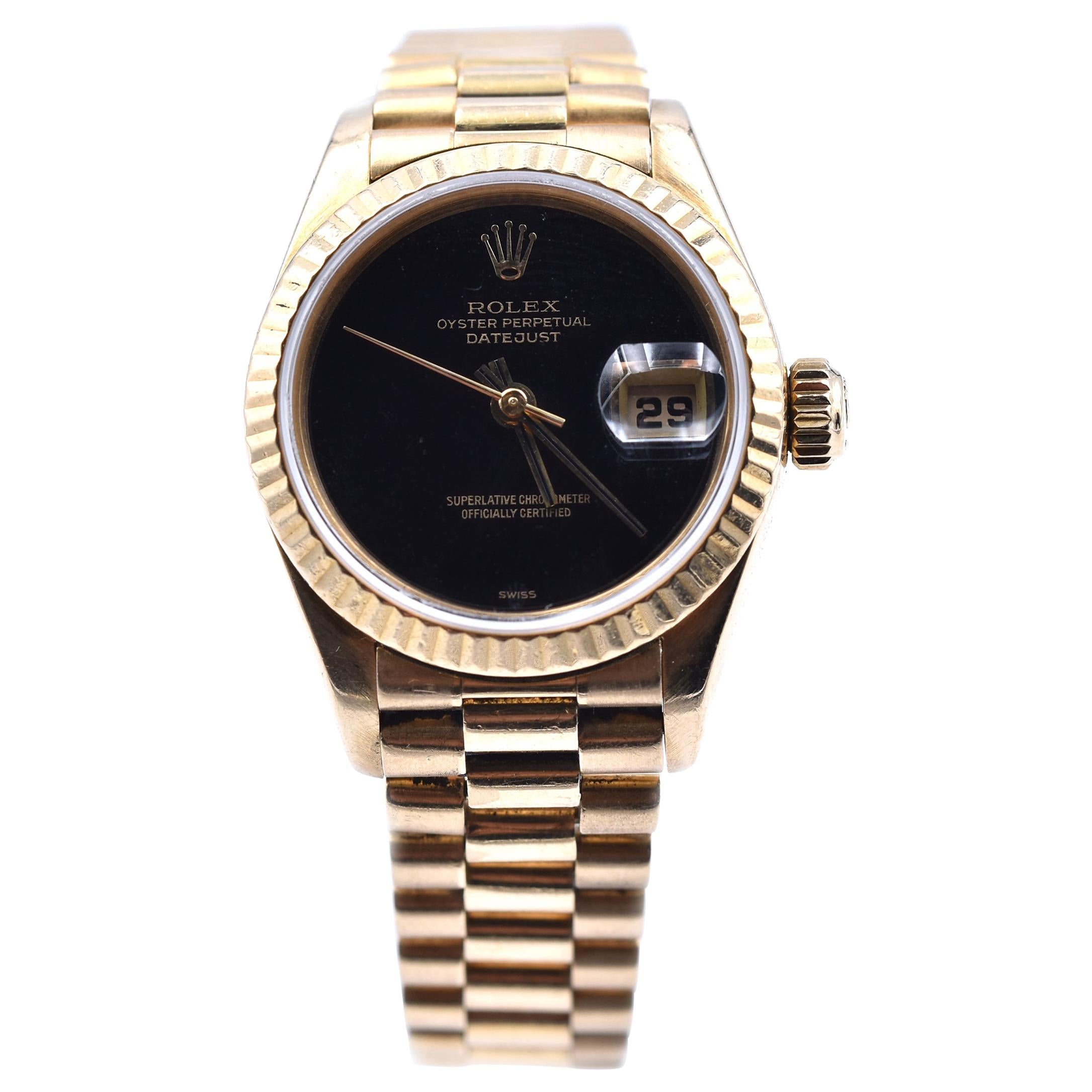 Ladies Rolex 18 Karat Yellow Gold Datejust Watch Ref. 69178