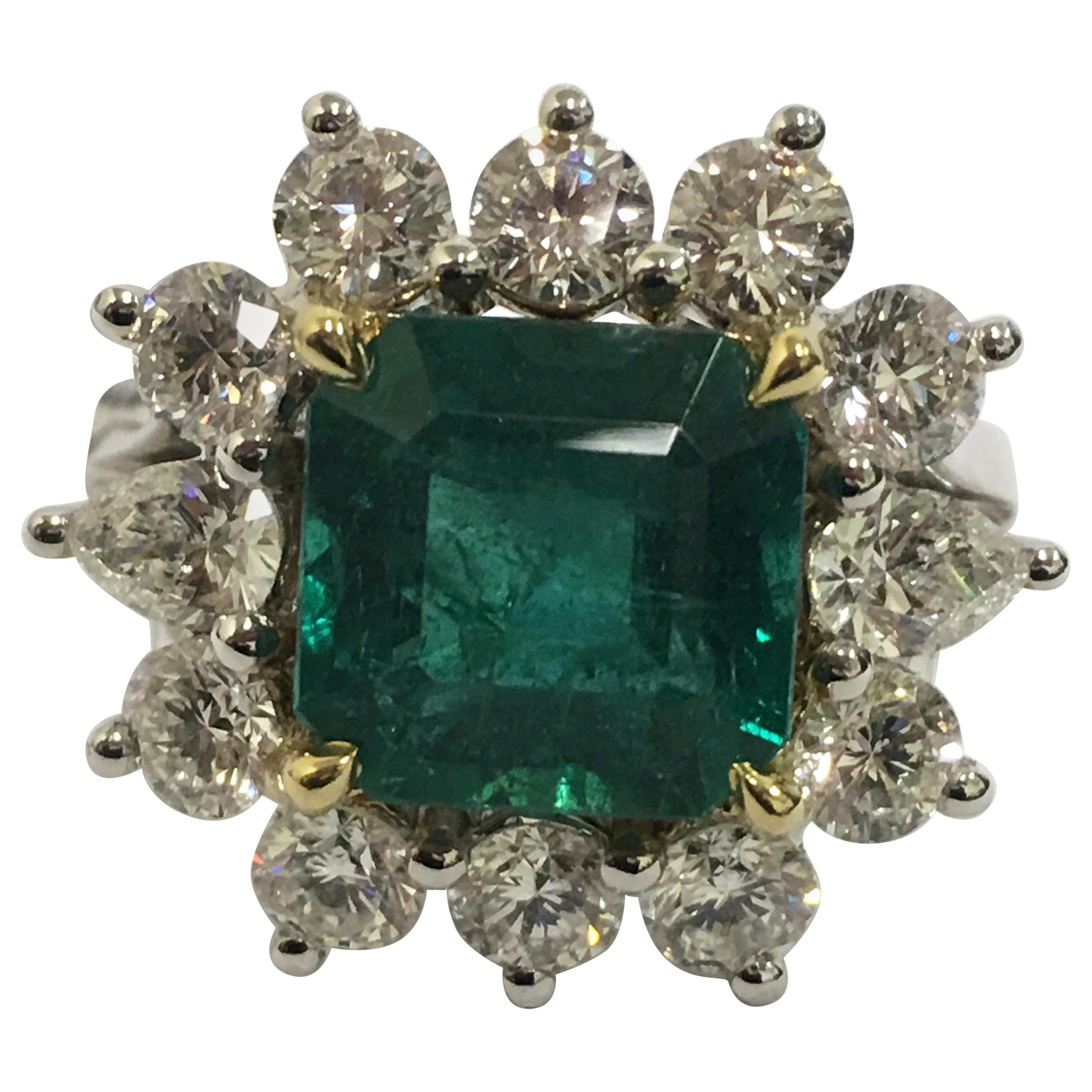 Emerald and Diamond Cocktail Ring