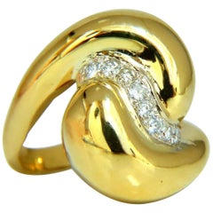 .30 Carat Natural Diamonds Intertwined Yin Yang Ring 14 Karat Vintage Update