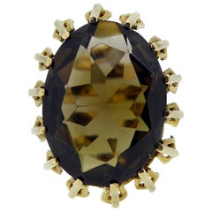 Retro Smoky Quartz Solitaire Cocktail Ring, Retro Design London, 1976