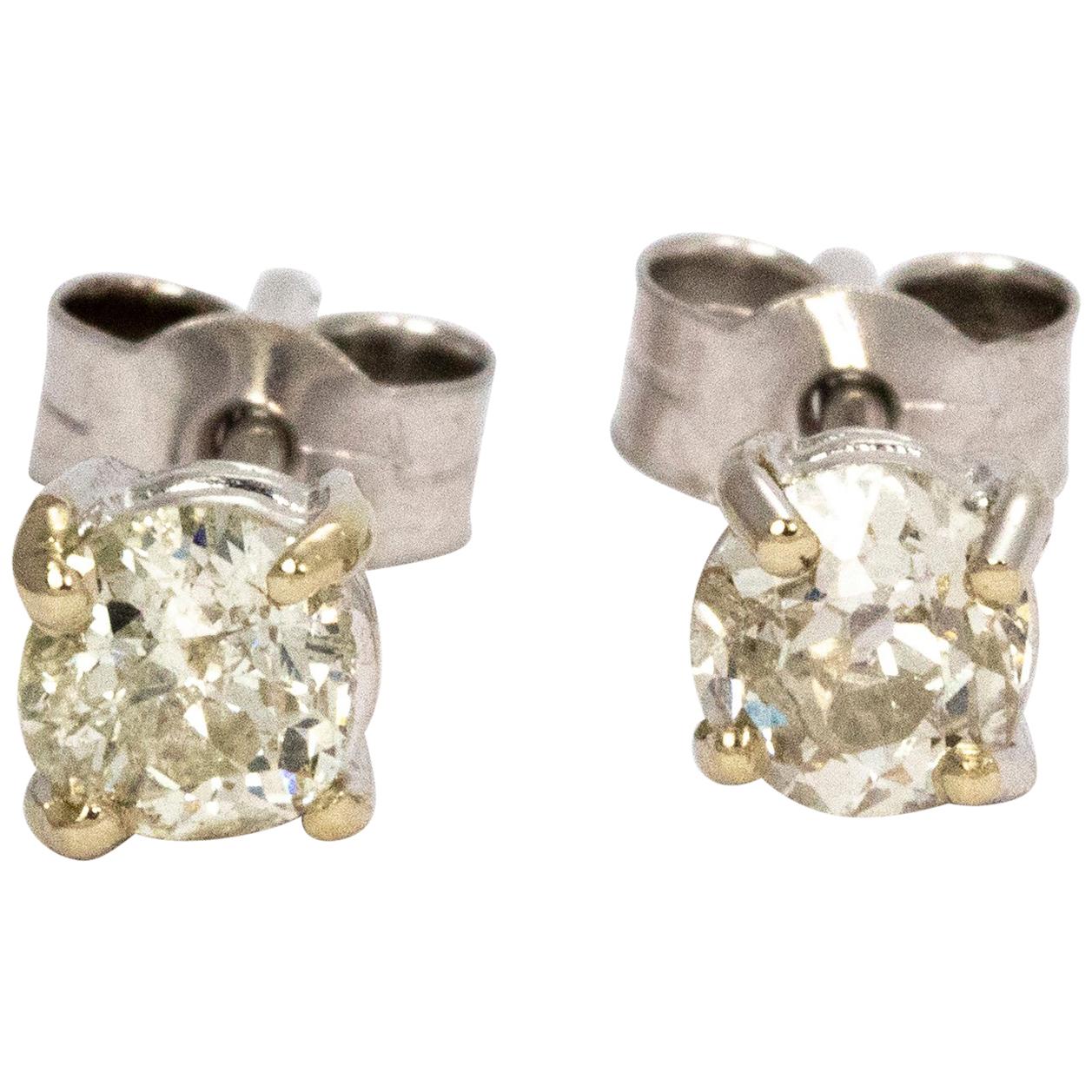 Diamond Stud Earrings 0.70 Total Carat Weight Set in 18 Carat White Gold