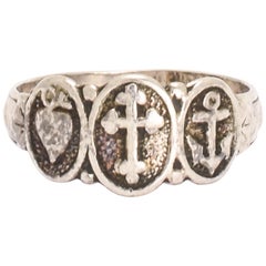 Antique Victorian “Faith Hope & Charity” Sterling Silver Ring