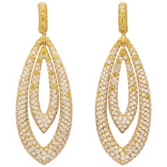 Yellow and White Diamond Chandelier Earrings
