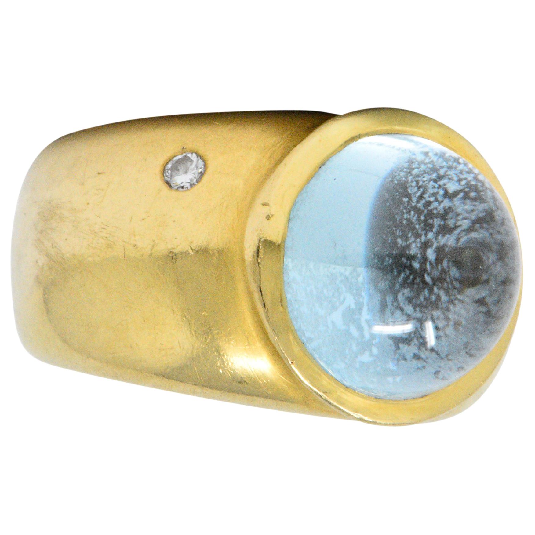 H. Stern Contemporary 7.03 Carat Aquamarine Diamond 18 Karat Gold Ring