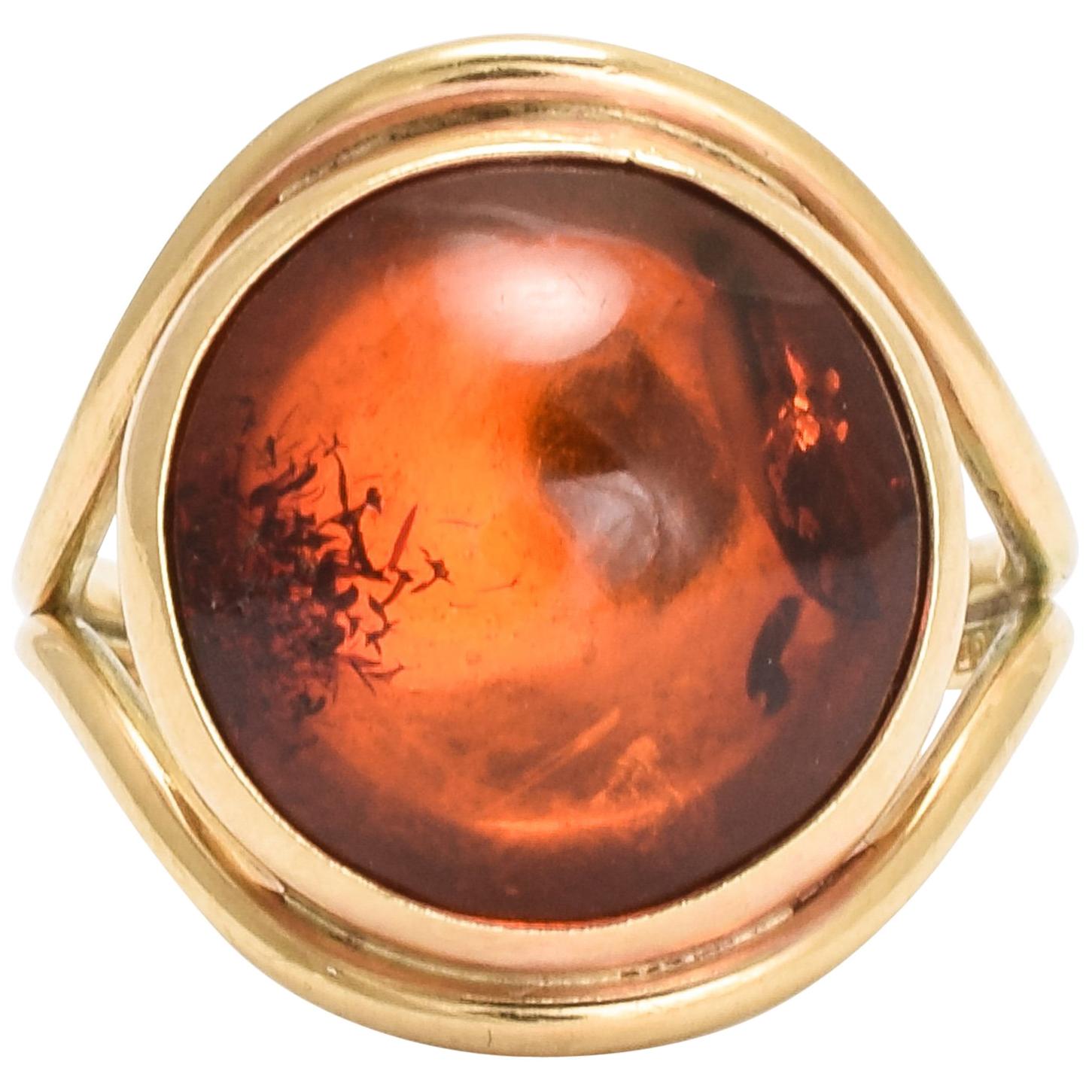 Vintage Amber Cabochon Ring